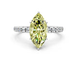 White gold Fancy Yellow Marquise Cut Diamond Pavé Solitaire Engagement Ring with Four-Prong Setting_28