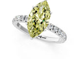 White gold Fancy Yellow Marquise Cut Diamond Pavé Solitaire Engagement Ring with Four-Prong Setting_35