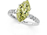 White gold Fancy Yellow Marquise Cut Diamond Pavé Solitaire Ring with Round Band and Prong Setting_14