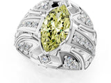 White gold Fancy Yellow Marquise Cut Diamond Pave Art Deco Split Shank Ring with Four-Prong Setting_1