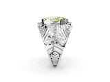 White gold Fancy Yellow Marquise Cut Diamond Pave Art Deco Split Shank Ring with Four-Prong Setting_2