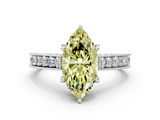 White gold Fancy Yellow Marquise  Cut Diamond Pave Band with Four-Prong Setting