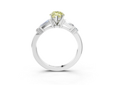 White gold Fancy Yellow Marquise  Cut Diamond Ring with Baguette Side Stones, Channel Set Band, and Four-Prong Setting_3