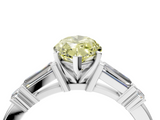 White gold Fancy Yellow Marquise  Cut Diamond Ring with Baguette Side Stones, Channel Set Band, and Four-Prong Setting_4