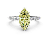 White gold Fancy Yellow Marquise Cut Diamond Ring with Marquise and Round  Side Stones and Four-Prong Setting_41