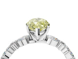 White gold Fancy Yellow Marquise Cut Diamond Ring with Marquise and Round  Side Stones and Four-Prong Setting_45