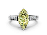 White gold Fancy Yellow Marquise Cut Diamond Ring with Milgrain Pavé Band and Four-Prong Setting_33