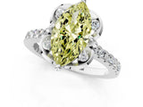 White gold Fancy Yellow Marquise Cut Diamond Ring with Pavé Band and Floral Prong Setting_40