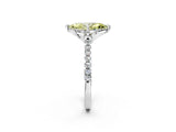 White gold Fancy Yellow Marquise Cut Diamond Ring with Pavé Band and Floral Prong Setting_41