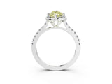 White gold Fancy Yellow Marquise Cut Diamond Ring with Pavé Band and Floral Prong Setting_42