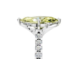 White gold Fancy Yellow Marquise Cut Diamond Ring with Pavé Band and Floral Prong Setting_44