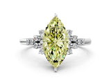 White gold Fancy Yellow Marquise Cut Diamond Ring with Side Stones and Four-Prong Setting_65