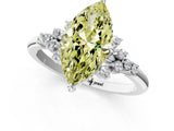 White gold Fancy Yellow Marquise Cut Diamond Ring with Side Stones and Four-Prong Setting_66