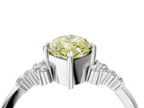 White gold Fancy Yellow Marquise Cut Diamond Ring with Side Stones and Four-Prong Setting_69