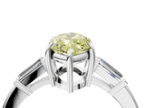 White gold Fancy Yellow Marquise  Cut Diamond Ring with Tapered Baguette Side Stones in Four-Prong Setting_4
