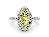 White gold Fancy Yellow Marquise Cut Diamond Scalloped Halo Engagement Ring with Round Shared Prong Band_14