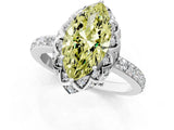White gold Fancy Yellow Marquise Cut Diamond Scalloped Halo Engagement Ring with Round Shared Prong Band_15