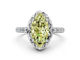 White gold Fancy Yellow Marquise Cut Diamond Scalloped Halo Engagement Ring with Round Shared Prong Band_20
