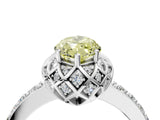 White gold Fancy Yellow Marquise Cut Diamond Scalloped Halo Engagement Ring with Round Shared Prong Band_24