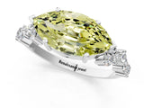 White gold Fancy Yellow Marquise Cut Diamond Scattered Round Accent Ring with Prong Setting_14