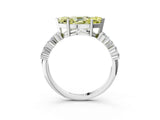 White gold Fancy Yellow Marquise Cut Diamond Scattered Round Accent Ring with Prong Setting_16