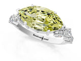 White gold Fancy Yellow Marquise Cut Diamond Scattered Round Accent Ring with Prong Setting_26