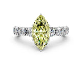 White gold Fancy Yellow Marquise Cut Diamond Side Stone Engagement Ring with Four-Prong Setting_36