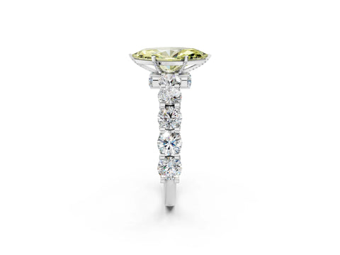 White gold Fancy Yellow Marquise Cut Diamond Side Stone Engagement Ring with Four-Prong Setting_38