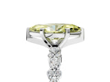 White gold Fancy Yellow Marquise Cut Diamond Side Stone Solitaire Ring with Round  and Four-Prong Setting_29