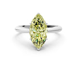 White gold Fancy Yellow Marquise Cut Diamond Solitaire Engagement Ring with Cathedral Setting and Four-Prong Mount_26