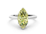White gold Fancy Yellow Marquise Cut Diamond Solitaire Engagement Ring with Cathedral Setting and Four-Prong Mount_32