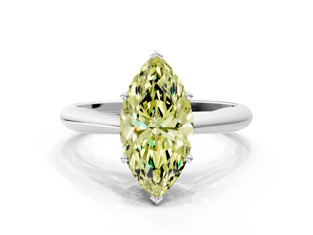 White gold Fancy Yellow Marquise Cut Diamond Solitaire Engagement Ring with Cathedral Setting and Four-Prong Mount_53