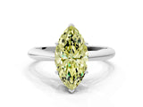White gold Fancy Yellow Marquise Cut Diamond Solitaire Engagement Ring with Cathedral Setting and Four-Prong Mount_53