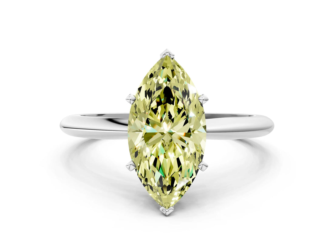 White gold Fancy Yellow Marquise Cut Diamond Solitaire Engagement Ring with Classic Band and Four-Prong Setting_28