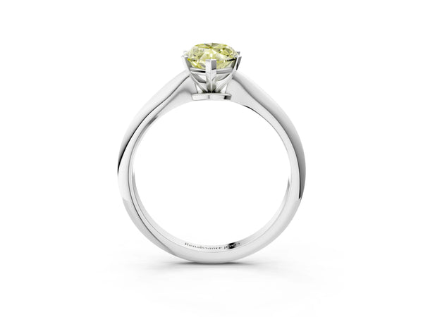 White gold Fancy Yellow Marquise Cut Diamond Solitaire Engagement Ring with Classic Band and Four-Prong Setting