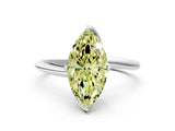 White gold Fancy Yellow Marquise Cut Diamond Solitaire Engagement Ring with Four-Prong Setting and Classic Band_44