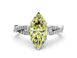 White gold Fancy Yellow Marquise Cut Diamond Solitaire Engagement Ring with Twisted Pavé Band and Four-Prong Setting_92