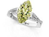 White gold Fancy Yellow Marquise Cut Diamond Solitaire Engagement Ring with Twisted Pavé Band and Four-Prong Setting_93