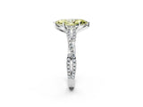 White gold Fancy Yellow Marquise Cut Diamond Solitaire Engagement Ring with Twisted Pavé Band and Four-Prong Setting_94