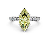 White gold Fancy Yellow Marquise Cut Diamond Solitaire Pavé Engagement Ring with Round Band and Prong Setting_42