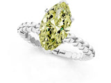 White gold Fancy Yellow Marquise Cut Diamond Solitaire Ring with Beaded Band and Prong Setting_120