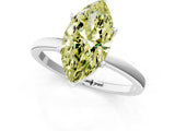 White gold Fancy Yellow Marquise Cut Diamond Solitaire Ring with Classic Band and Four-Prong Setting_1