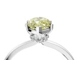 White gold Fancy Yellow Marquise Cut Diamond Solitaire Ring with Classic Band and Four-Prong Setting_4