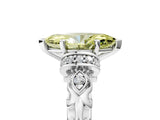 White gold Fancy Yellow Marquise Cut Diamond Solitaire Ring with Filigree Band and Four-Prong Setting_23