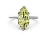 White gold Fancy Yellow Marquise Cut Diamond Solitaire Ring with Flower Prong Setting and Classic Band_13