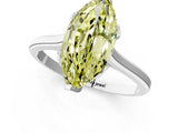 White gold Fancy Yellow Marquise Cut Diamond Solitaire Ring with Flower Prong Setting and Classic Band_14