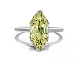 White gold Fancy Yellow Marquise Cut Diamond Solitaire Ring with Flower Prong Setting and Classic Band_49