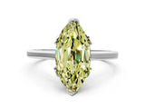 White gold Fancy Yellow Marquise Cut Diamond Solitaire Ring with Flower Prong Setting and Classic Band_65