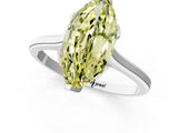 White gold Fancy Yellow Marquise Cut Diamond Solitaire Ring with Flower Prong Setting and Classic Band_66