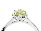 White gold Fancy Yellow Marquise Cut Diamond Solitaire Ring with Flower Prong Setting and Classic Band_69